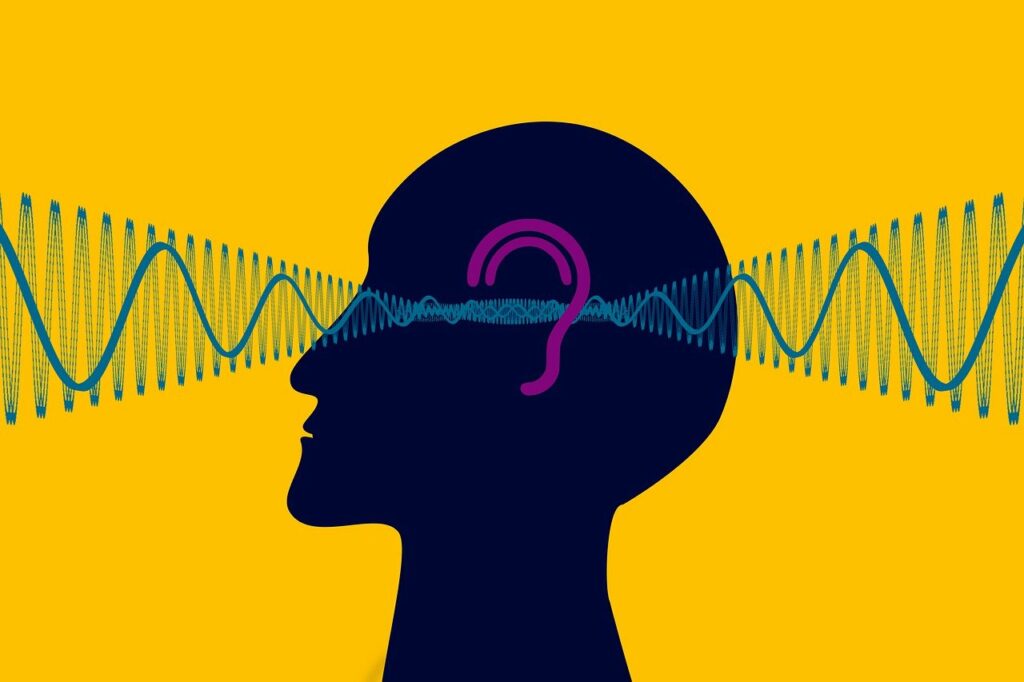 man, silhouette, frequency, ear, head, listen to, attention, spectrum, frequency, frequency, frequency, ear, ear, ear, ear, ear, attention